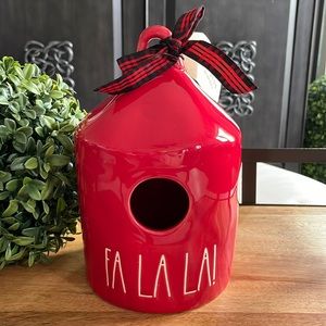 Rae Dunn Round Red FA LA LA! Birdhouse